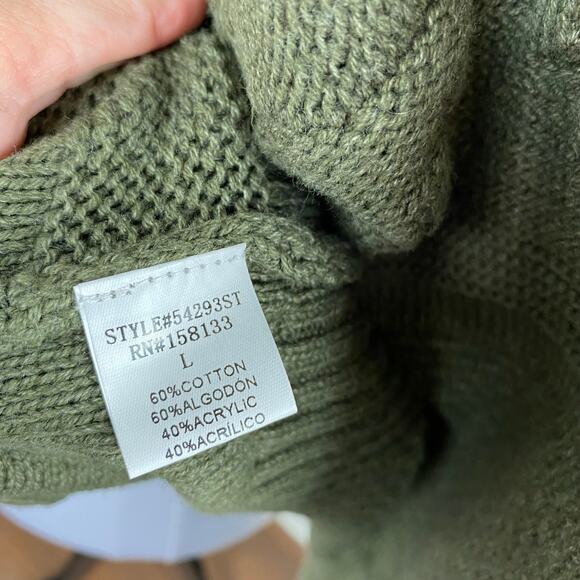 PINK CLOVER StitchFix Olive Green Gabriel Mock Neck Textured Sweater Large NEW - Picture 8 of 8